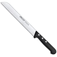 Arcos Serie Universal- Cuchillo Panero- Hoja de Acero Inoxidable Nitrum 200 mm con alveolos- Mango de Polioximetileno…